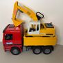 Vintage 2001 Bruder Mercedes Actros 4143 Tipping Truck with Liebherr Rotating Excavator Image 4