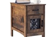 Farmhouse End Table, Night Stand with USB Ports and Outlets, 3 Tiers End Table Side Table with Storage Cabinet and 1 Drawer