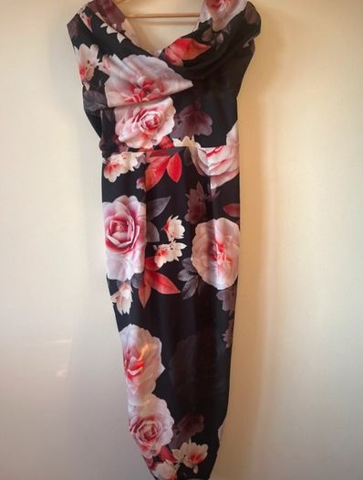 floral atom label midi dress