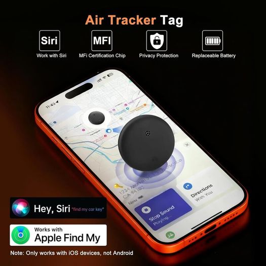 Air Tracker Tags-4 Pack, Bluetooth Tracker Works with Apple Find My APP (iOS Only), Smart Tag with Protective Case, Keys Finder and Item Finder for Luggage, Backpack, Suitcases, Replaceable Battery