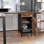 _Corner Desk, L Shape Computer Desk, Office Table with Cabinet and Drawer, Study Room, Space Saving, Easy Assembly, Metal Industrial Design, Vintage Brown-Black Image 2