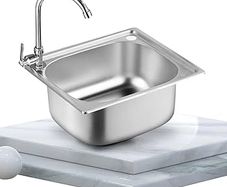 Small Kitchen Sink, Single Bowl Stainless Steel Sink for Undermount and Flushmount Intallation Reversible Drainer with Waste Pipes Clips (Color : Silver, Size : A(37x32cm)