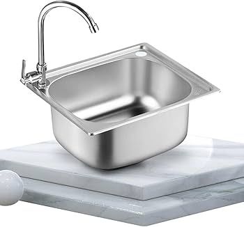 Small Kitchen Sink, Single Bowl Stainless Steel Sink for Undermount and Flushmount Intallation Reversible Drainer with Waste Pipes Clips (Color : Silver, Size : A(37x32cm)