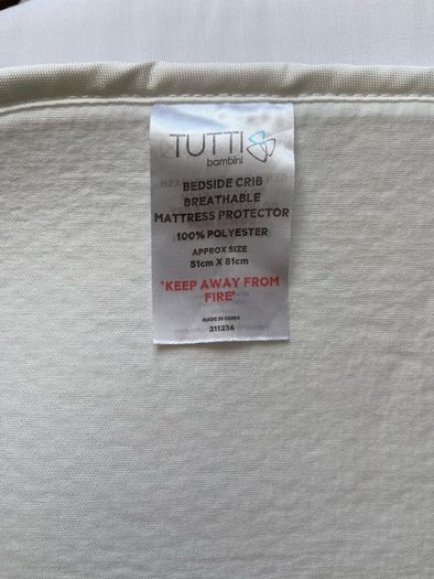 Tutti Bambini Bedside Crib (with mattress & mattress protector)