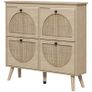 Shoe Cabinet 4 Folding Doors 20 Pairs Adjustable Shelf Bohemian Style Solid Wood Legs 105 x 24 x 97.5 cm Natural Image 2