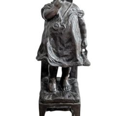 Girl On A Stool (30cm) - Bronze, Signed