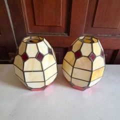 Pair of Tiffany Style Stained Glass Lampshades