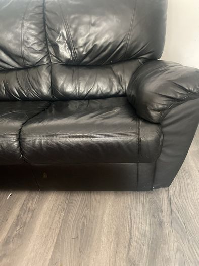 Black Leather 2 Seater Sofa