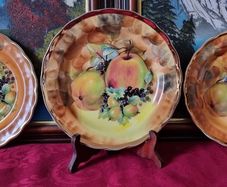 3 Piece Antique Hose St. Pottery 8.5 Inch Diameter Orchard Gold Starter / Salad / Breakfast Plate Made in England