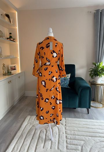Brand-new Ladies Orange Long-sleeved Shirt Dress from Pieces