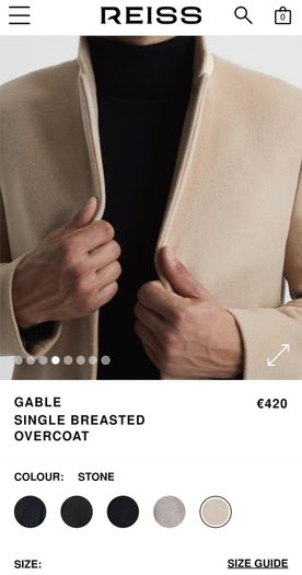 Reiss Gable Gents/Men's Wool Blend Ivory Overcoat