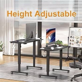 NEW SALE | Height Adjustable Electric Standing Desk - 100x60 cm Stand Up Table Desk Thick Splice Board, Smart Control Panel 3 Memory Heights, Anti-Collision System, Sit Stand Desk for Home Office