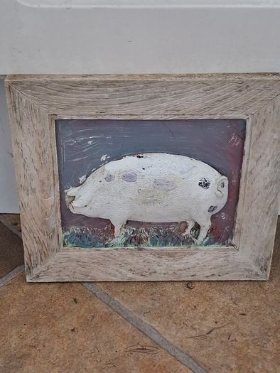 Hand Painted Ceramic Pig Plaque