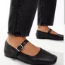 Black leather ballerina flat shoes size 38 Image 2