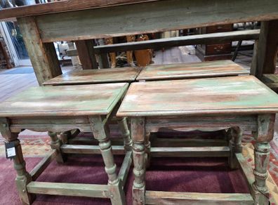 Rustic Distressed Wooden Stools