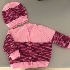 Baby Cardigan/Hat 3 to 6 months