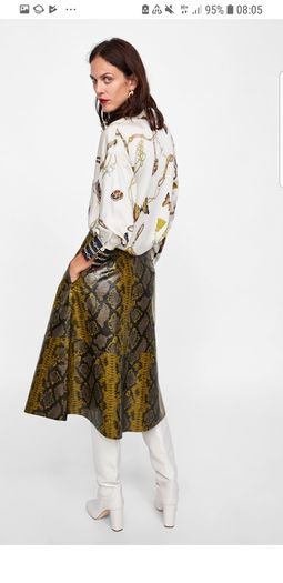 ZARA  shiny SNAKESKIN print skirt bloggers favourite