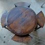 Vintage round nest of tables central round table four pie slice nesting tables tucked underneath Image 7