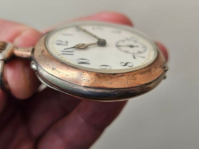 Antique Silver Swiss Made WW1 Era Military Pocket Watch