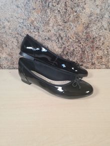 womens CLARKS Somerset Black leather ballerina flats shoes pumps Size UK 4.5 wide fit EU 37.5