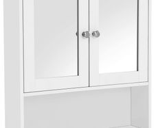 _Bathroom Cabinet, Wall Cupboard, Mirror with Shelf, Wooden Makeup Cabinet