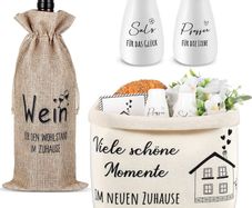 Brand New Housewarming Gift Set Bread Basket Salt & Pepper Shakers.