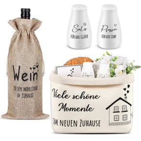 Brand New Housewarming Gift Set Bread Basket Salt & Pepper Shakers.