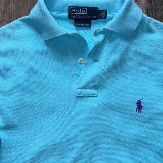 Polo Ralph Lauren Custom Fit Long Sleeve Polo Shirt XS Turquoise Blue 100% Cotton