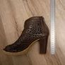 Brown Leather Laser-Cut Peep-Toe Ankle Boots Image 5