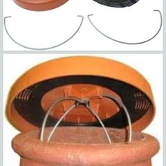 Terracotta Disused chimney pot lid x2