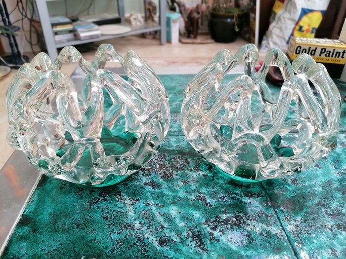 Pair of Glass tea light holders