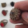 15 Antique Style Brass Rings Mixed Stone & Colourful Glass Accents Image 6
