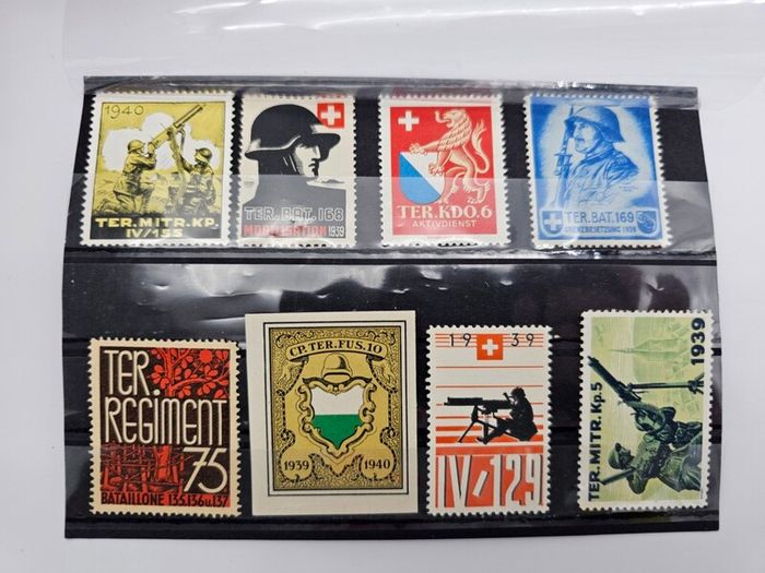 WW2 era Swiss Military Themed Stamps 1939-1945 Period
