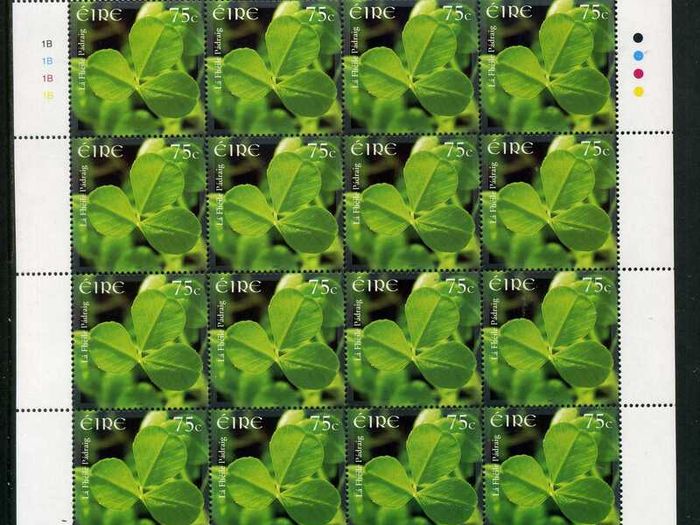 2007 Ireland St Patrick's Day Commemorative Stamp Sheetlet Plate 1B1B1B1B Mint Never Hinged (MNH)