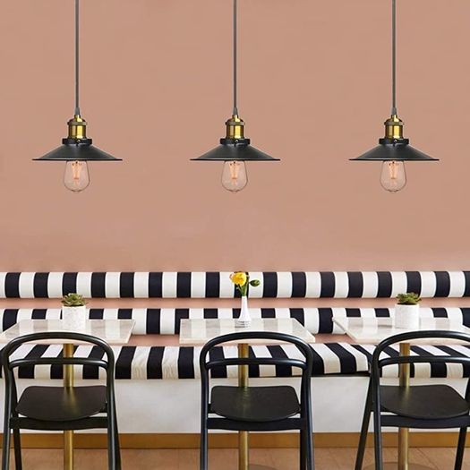 Vintage Industrial Style Ceiling Pendant Lights,Set of 3 Black Metal Pendant Lights,Hanging Light Fixture for Kitchen Island,Farmhouse,Living Room,Bedroom (FREE POSTAGE)