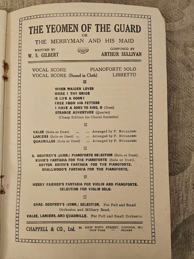 1911 Patience, Bunthorne' Bride By W.s. Gilbert And  Arthur Sulivan In Fair Condition.  See Photos For Same.
