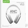 Karler KR- H2 ANC Bass Bluetooth Silver Headphones With Mic Noise Cancelling (New) Image 4