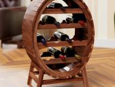 Wine Rack Barrel 12 Bottles Acacia Solid Wood Rustic 90 x 50 x 30 cm Standing Cellar Kitchen Living Room Bar Wine Barrel Bottle Rack Wine Stand Shelf