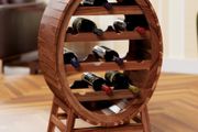 Wine Rack Barrel 12 Bottles Acacia Solid Wood Rustic 90 x 50 x 30 cm Standing Cellar Kitchen Living Room Bar Wine Barrel Bottle Rack Wine Stand Shelf