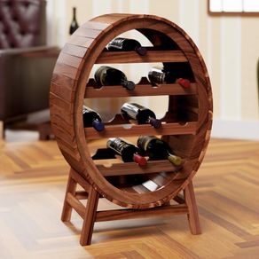 Wine Rack Barrel 12 Bottles Acacia Solid Wood Rustic 90 x 50 x 30 cm Standing Cellar Kitchen Living Room Bar Wine Barrel Bottle Rack Wine Stand Shelf