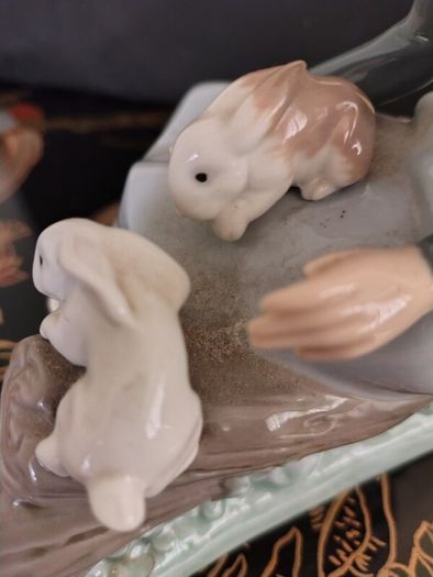 Vintage Nao by Lladro. Girl with rabbits. 1987.  #1026