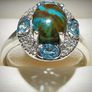 Sterling silver 925 ring with Sierra Nevada Turquoise, Swiss Blue Topaz and Natural Zircon (Sz:S) Image 3