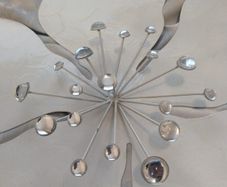Wall decor silver metal flower/starburst  wall art with clear acrylic beads