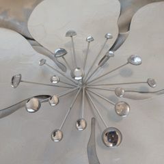 Wall decor silver metal flower/starburst  wall art with clear acrylic beads