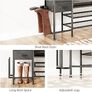 Shoe Bench with Cushion, Storage Bench with Padded Seat, 2 Drawer and Open Compartments, for Entryway, Hallway, Living Room, Black Image 4