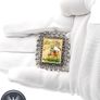 Antique Persian Hand Painted MOP Silver Brooch Image 6