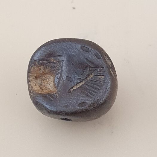 Antique Hematite Intaglio Carved Amulet Bead