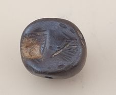 Antique Hematite Intaglio Carved Amulet Bead