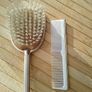 Vintage Gold Tone Hairbrush  Comb Set  Rose Floral Design Image 3
