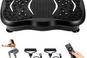 Vibration Plate Exercise Machine, Vibration Fitness Trainer with Bluetooth Speaker, 5 Program Modes, 2 Resistance Bands, Home Exercise Equipment for Fitness Body Toning